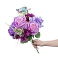 thumbnail image 3 of Mainstays Artificial Silk Rose and Hydrangea Mixed Flower Bush, Purple, 16 in, Indoor Use, 3 of 8