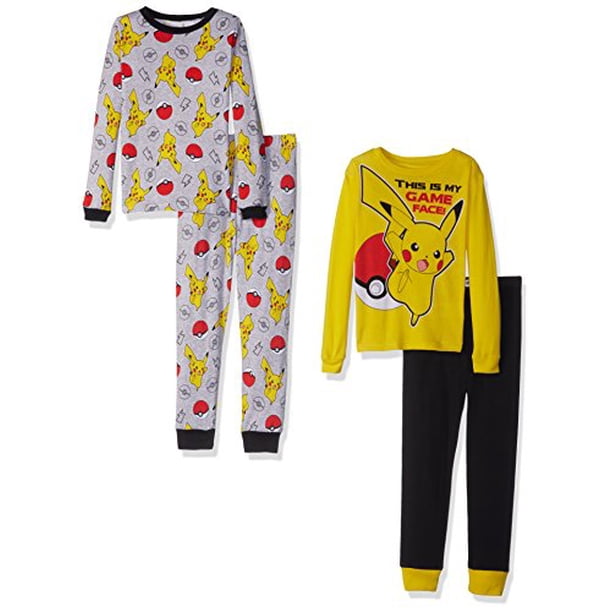Pok mon Pokemon Boys Big Pikachu 4 Piece Cotton Pajama Set Yellow 