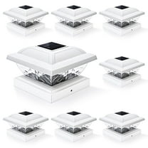 GIGALUMI Solar Powered LED Outdoor Fence Post Cap Lights, 8 Pack, Cold White