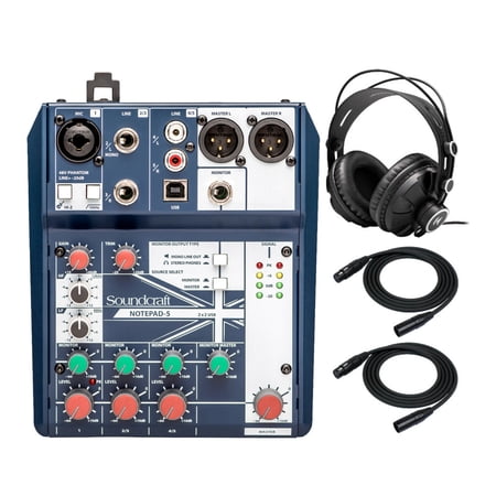 Soundcraft Notepad-5 Small-Format Analog Five-Channel Mixing Console Bundle