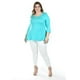 thumbnail image 5 of Blusa asimetrica con detalles de encaje Roman Fashion /Tallas Extras, 274 (Menta) verde claro 42, 5 of 6