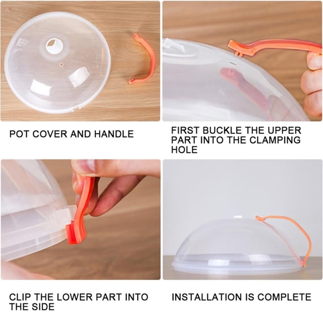 Baohd Microwave Splatter Cover Round Food Lid Retain Freshness Wear-resistant Convenient to Use Guard Caps Saving Space Gadget