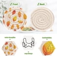 thumbnail image 4 of Yayeee 6 PCS Drink Coasters with Holder Set Woven Absorbent Round Tabletop Hot Pad, Orange Leaves, 4 of 7