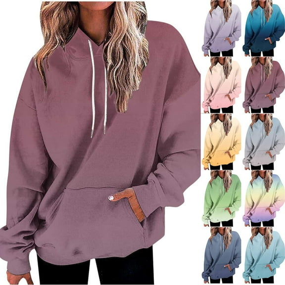DDAPJ pyju Women's Pullover Hoodies Teen Girls Graphic Sweatshirts Drop Shoulder Oversized Y2K Hoodie with Kangaroo Pocket