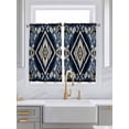thumbnail image 2 of Tier Curtains 45 Inches Long, Navy Blue Brown Boho Window Treatment Curtain Drapes, Vintage Geometric Southwestern Small Curtain Drapes for Bathroom Laundry Room, 27.5"x45", 2 Panels, 2 of 7
