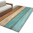 thumbnail image 6 of Farmhouse Aqua Brown Kitchen Runner Rug 2.7x5 Washable Runners for Hallway Non Slip Vintage Wooden Striped Large Area Rug Indoor Floor Carpet for Bathroom Laundry Entryway Bedroom Living Room, 6 of 8