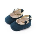 thumbnail image 2 of Dakaela Baby Girls Mary Jane Flats Infant Newborn Suede Walking Crib Shoes Ankle Strap Soft Sole Princess Wedding Dress Shoes Blue, 2 of 5