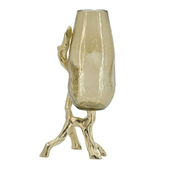 CC Home Furnishings Drawing Glass Flower Vase with Legs - 18" - Gold