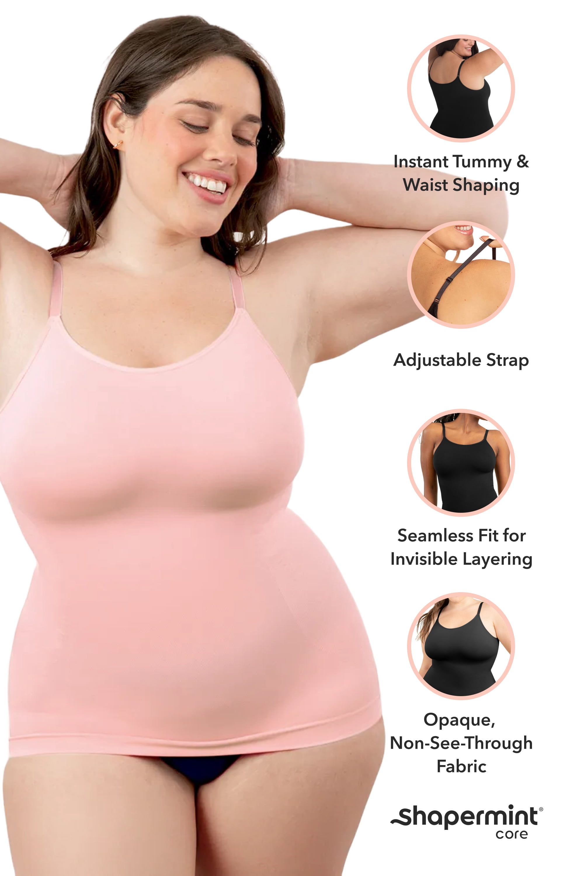 Shapermint Core Shapewear Cami for Women - Waist Shaping Tank, Seamless Light Support, Sizes S–4XL