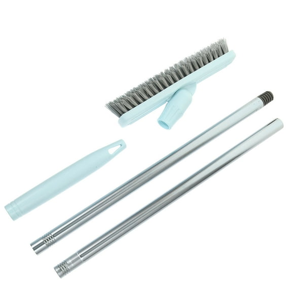 Long Handle Rotatable Scrub Brush for Bathrooms Blue Stainless Steel and PP Material