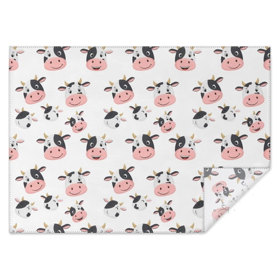 White Cow Happy Face Pattern Rectangle Tablecloth 60"x84",Waterproof Polyester Rectangle Table Cloth, Wipeable Spillproof Polyester Tablecloth for Dining, Camping, Indoor and Outdoor
