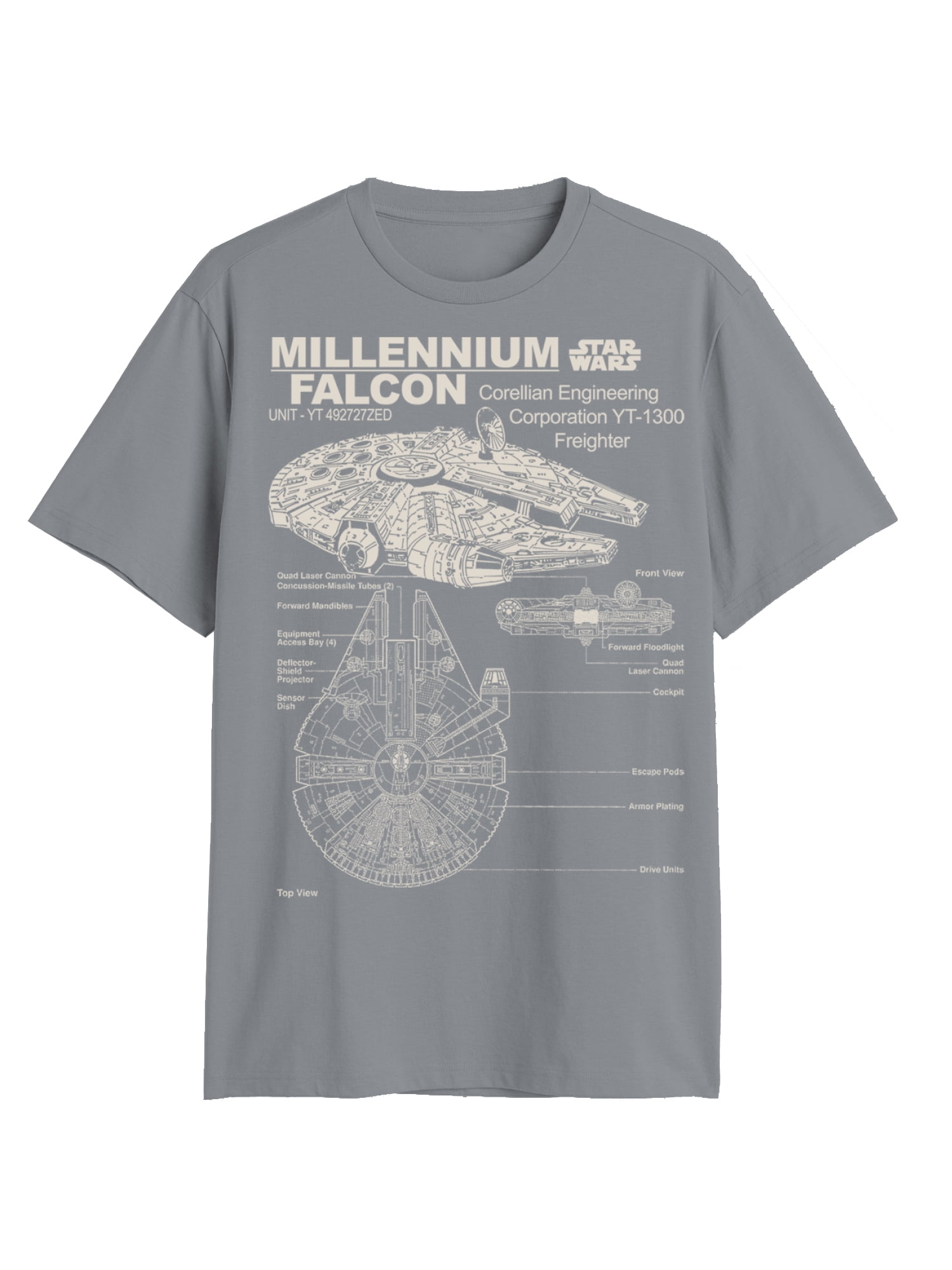 Star Wars, Men's & Big Men's Millenium Falcon Corellian Freighter Graphic Tee Shirt, Sizes S-3XL