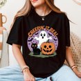 thumbnail image 1 of BAYCREWS Creepin’ It Real Halloween T-Shirt: Ghost Cat Pumpkin Tee, 1 of 4