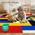 thumbnail image 4 of ODIKA 8'x10' Washable Area Rug Durable, Non-Slip Composition Abstract Interlocking Modernist Block Grid Yellow for Living Room, Under Sectional, Family, 4 of 7