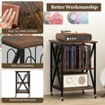thumbnail image 4 of Giantex Support pour Tourne-Disque, Support de Plateau Tournant avec Station de Recharge Intégrée, Armoire de Rangement, Table d'Exposition d'Accent pour la Maison, Brun Rustique, 4 of 8