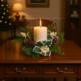 thumbnail image 4 of Christmas Candlestick Wreath with Golden Berries Pine Cones & Pine Branches - Festive Greenery Wreath Candle Holder Centerpiece for Holiday Dining Table Home Decor, 4 of 6