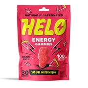 HELO Energy Gummies, Sour Watermelon (30CT) - 50mg of Caffeine per Gummy, Alpha GPC, Lion's Mane, Ashwagandha, Cordyceps, Electrolytes, Vitamin B12