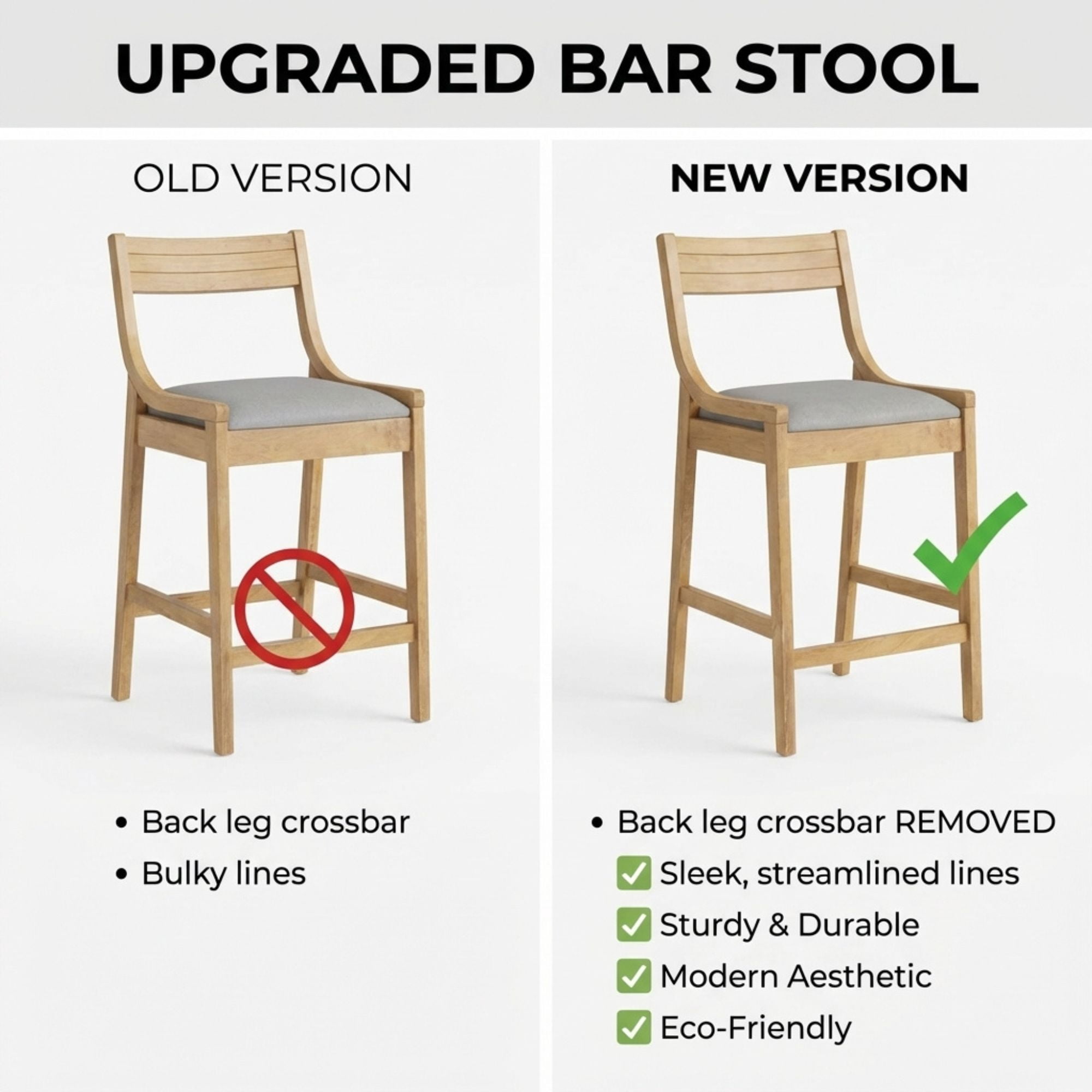 Dayalane Modern Farmhouse Bar Stools Set of 4, 26”Counter Height Bar Stools with Slatted Back, Chenille Upholstered & Solid Wood Legs Barstools for Kitchen Island Dining Rooms and Home Bars, Gray