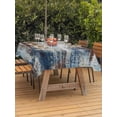 thumbnail image 3 of Outdoor Tablecloth with Umbrella Hole for Patio/Picnic/Party/Camping, Bohemia Waterproof Table Cloth Rectangle Table Cover Washable, Vintage Abstract Minimalist Texture Blue Brown (60"x 102"), 3 of 9