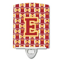 Caroline's Treasures CJ1070-ECNL Letter E Football Cardinal and Gold Ceramic Night Light, 6x4x3", multicolor
