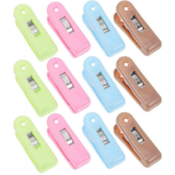 12pcs Plastic Clothespins Solid Color Windproof Clothes Laundry Clips for Socks Blanket Underwear