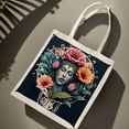 thumbnail image 2 of Intricate Floral Tote Bag - Serene Face Design with Vibrant Flowers Perfect for Shopping Travel & Parties - Reusable Canvas Bag, 2 of 6