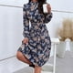 thumbnail image 5 of Vestido con estampado floral, manga larga, vestido plisado con cinturón, vestido con cuello vuelto, máxima confiabilidad, 5 of 8