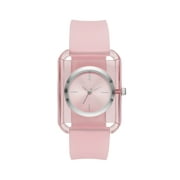 Womens Blush Rectangular Analog Watch with Matching Travel Pouch (FMDAL972)