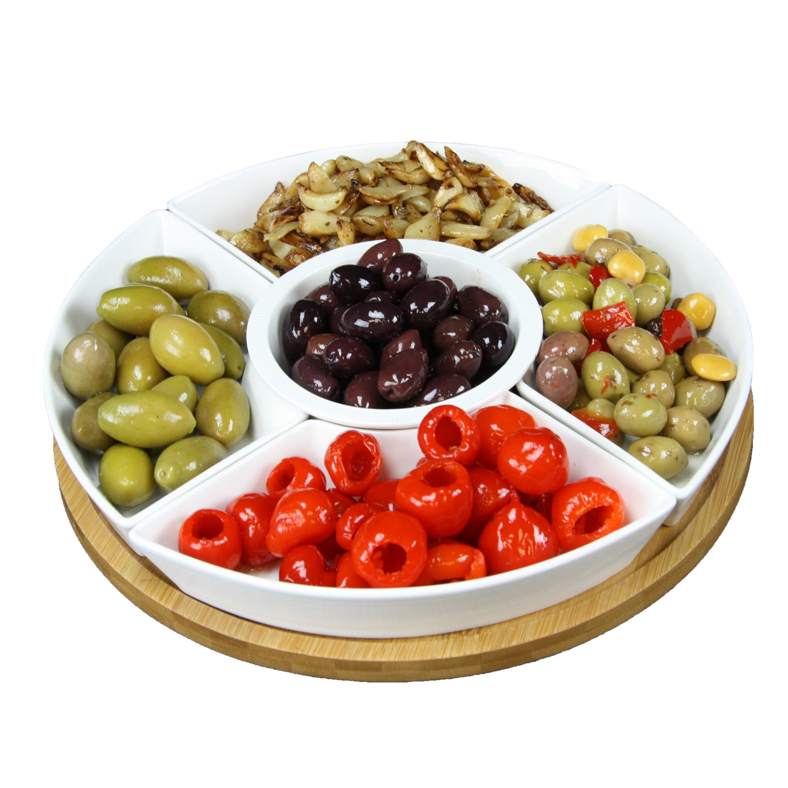 Elama Signature 12 1 4 Inch 6pc Lazy Susan Appetizer and Condiment Server Set with 5 Serving Dishes... by Elama Signature