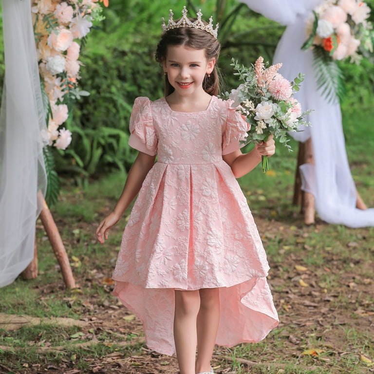 AWZXDE Girls High Design Jacquard Print Dress with Elegant Train and Puff Sleeve Formal Big Dress for Hosting Events Pink,5-6 Years - Walmart.com AWZXDE Girls High Design Jacquard Print Dress with Elegant Train and Puff Sleeve Formal Big Dress for Hosting Events Pink,5-6 Years - Walmart.com