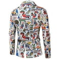 thumbnail image 5 of Penkiiy Blazer for Men Men's Fashion Print Single Breasted Blazer Casual Slim Fit Jacket White Blazer, 5 of 8