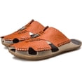 thumbnail image 1 of Xishao Hombres Diapositivas Sandalias Verano Caminar al Aire Libre Cuero Chanclas Transpirables Playa Suave Punta Abierta Zapatilla Informal Xishao ropa, 1 of 2