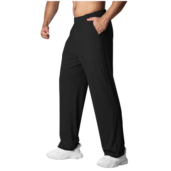 Casual Pants for Men Sweatpant for Men Loose Fit Open Bottom Pull On Running Pants Lightweight Athletic Workout Gym Pants with Pockets