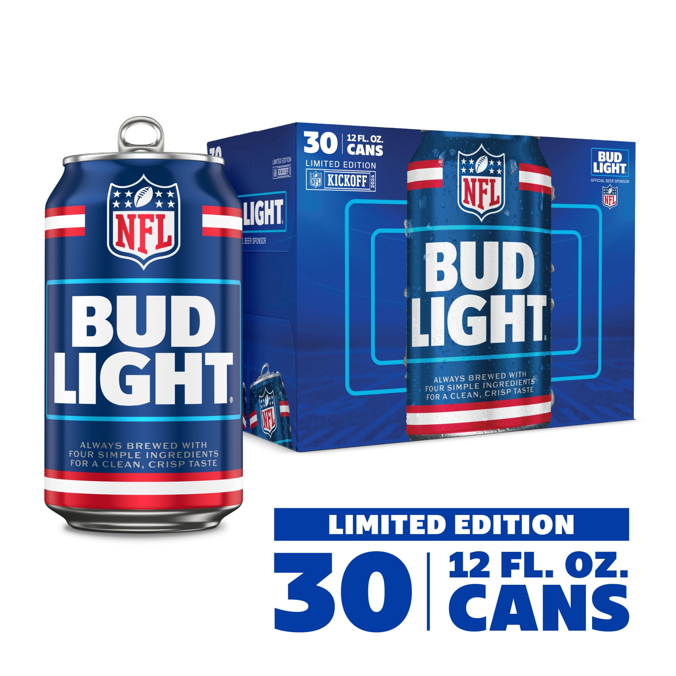 Bud Light, American Light Lager Beer, 12 fl oz Aluminum Cans, 30