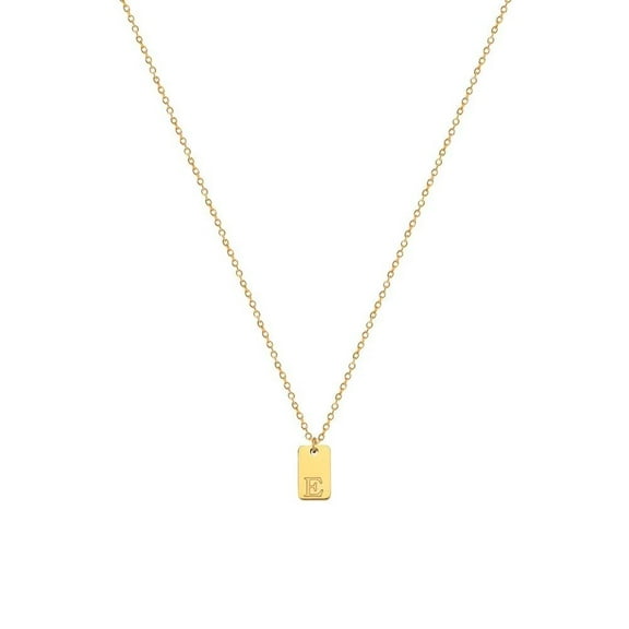 PAURO Initial Necklaces for Women Stainless Steel Gold Plated A-Z Letter Square Pendant Necklace Alphabet E