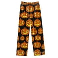 thumbnail image 3 of Halloween Pajamas for Women 2 Piece Pant Sets Pumpkin Print Long Sleeve Button Up Shirt with Bottoms Pjs Outfits (S, Black), 3 of 4