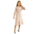 thumbnail image 2 of Zaldita Muslim Abaya Girls 3/4 Sleeves V-neck Zip Front Spring Summer Casual Dress Islamic Middle Pink 110, 2 of 7