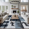 thumbnail image 4 of Navy Blue Plaid Large Area Rugs for Bedroom Living Room, Soft Non Slip Carpet Bedside Rug, Farmhouse Animals Tree Vintage Rectangular Floor Cover Kitchen Accent Rug 5'x8' for Dining Room/Office, 4 of 9
