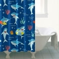 thumbnail image 2 of Cartoon Shark Explorers Curtain 72x84 Inches, Waterproof Polyester with Hook Set, Cute and Playful Marine Theme for Boys and Girls Fun Bath or Coastal Style, 2 of 5