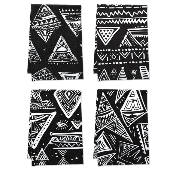 Boho Towel Minimalistic Sophistication Simplicity Handy Dish Cloth and Towel Sets, 16x24inch Pack Of 4 Versatile Boho Tribal Aztec Symbols Towel Set for Powder Room Bathroom Kitchen Indoor Decoration