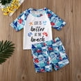 thumbnail image 3 of Coduop Toddler Baby Kids Boys Letter Short Sleeve Tops Shorts Bathing Suit 1-5 Years, 3 of 6