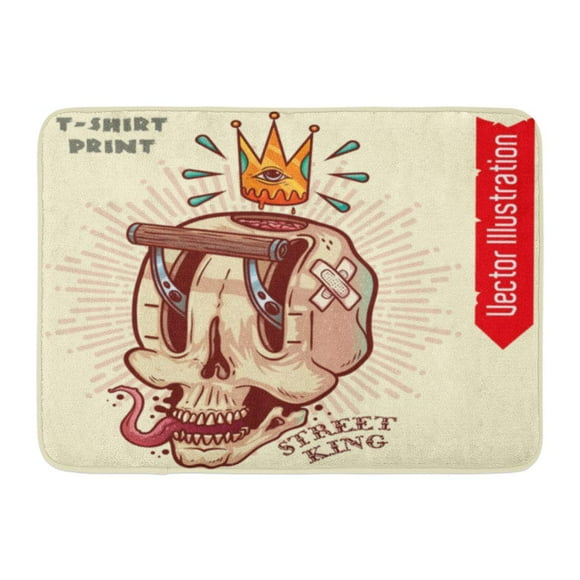 YUSDECOR Gangster Street King Skull Car on Sweatshirts Stickers for Applying Vinyl Car's Hood White Rug Doormat Bath Mat 23.6x15.7 inch