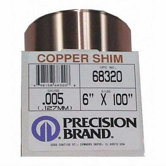 Precision Brand Shim Stock,Roll,Copper,0.0100 In,6 In 68450