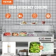 thumbnail image 3 of VEVOR Refrigerated Condiment Prep Station, 135 W Countertop Refrigerated Condiment Station, with 2 1/3 Pans & 4 1/6 Pans, 304 Stainless Body and PC Lid, Sandwich Prep Table with Glass Guard, ETL, 3 of 9