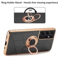 thumbnail image 3 of Electroplated Magnetic Ring Holder Case, 360 Degree with Rotation Metal Finger Ring Holder Magnet Car Holder Soft Silicone Shockproof Cover for Samsung Galaxy S22 Ultra 5G - Black, 3 of 7