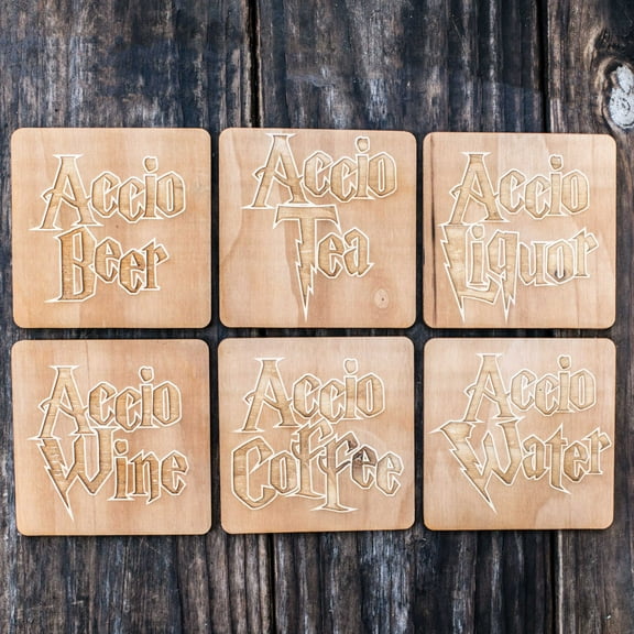 Accio Coaster Set of 6 Raw Wood