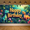 thumbnail image 5 of LUUFILx Dinosaur Birthday Backdrop Colorful Happy Party Banner Decorations for Kids Event Supplies Photo Background Celebration Decor, 5 of 7