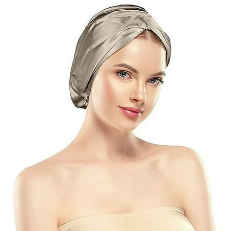Silk Bonnet for Sleeping, 22 Momme Grade-6A 100% Pure Mulberry Silk Bonnet for Hair Care, Maintaining Hairstyles Overnight, Elastic and twist knot design, Hair Bonnet for Sleeping (1PC, Beige)