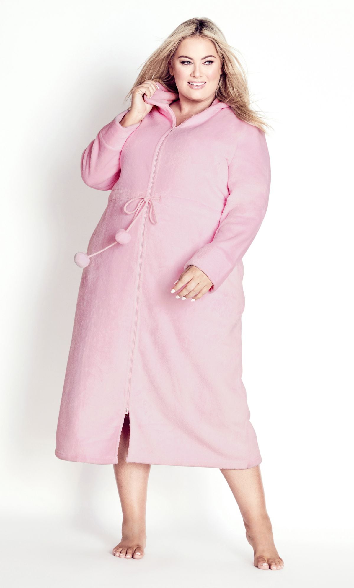 Avenue Women's Plus Size Zip Front Plain Zipup Long Sleeves Robe