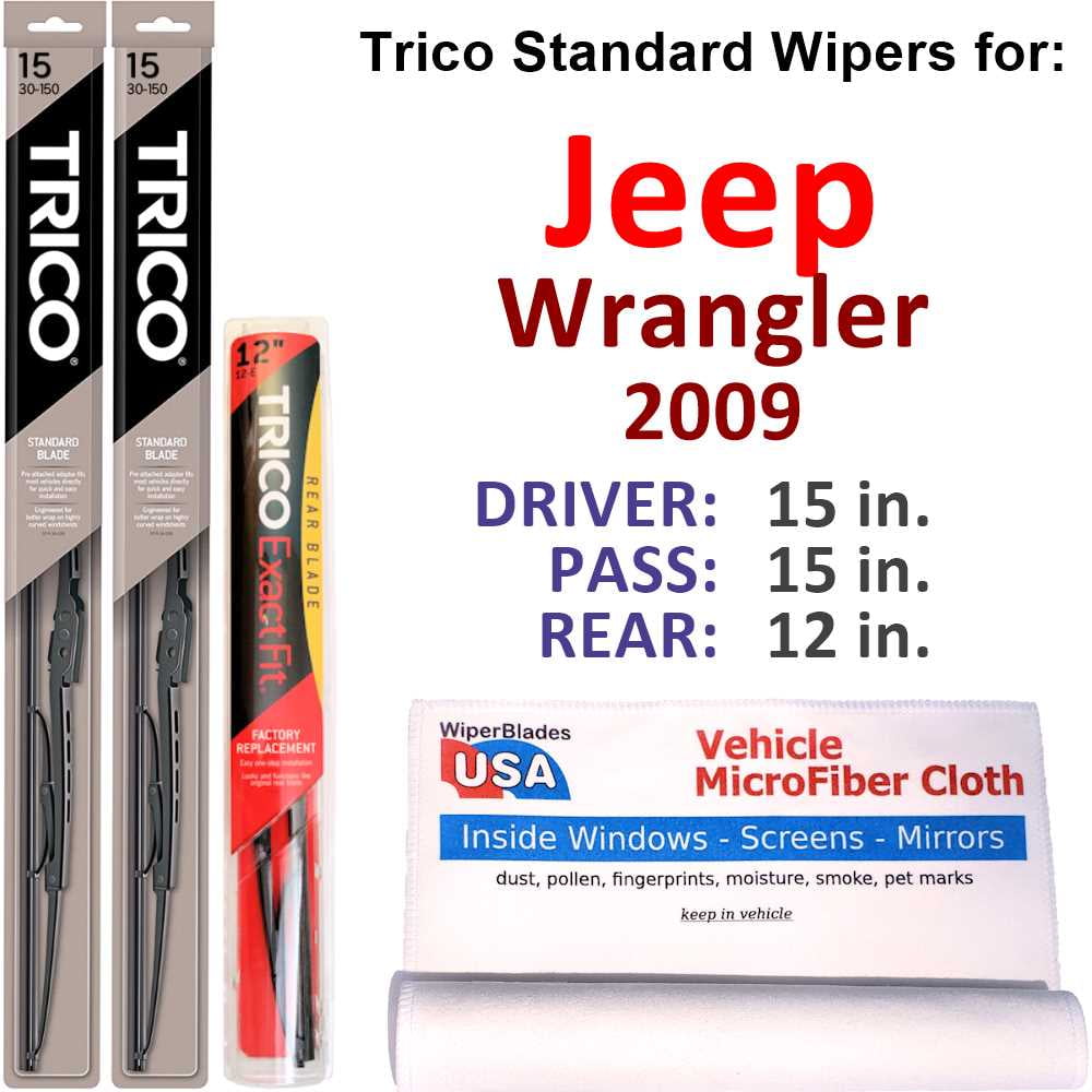 2009 Jeep Wrangler Wiper Blades (Set of 3) w/Rear Wiper 